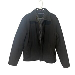 Tommy Hilfiger Men's Black Wool Blend Bomber‎ Jacket Size M Y2K Preppy